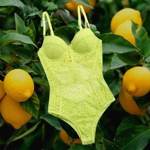 SOLD - Neon Lime Lace Bodysuit